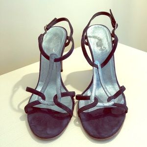 Gorgeous blue suede & metallic blue/silver heels